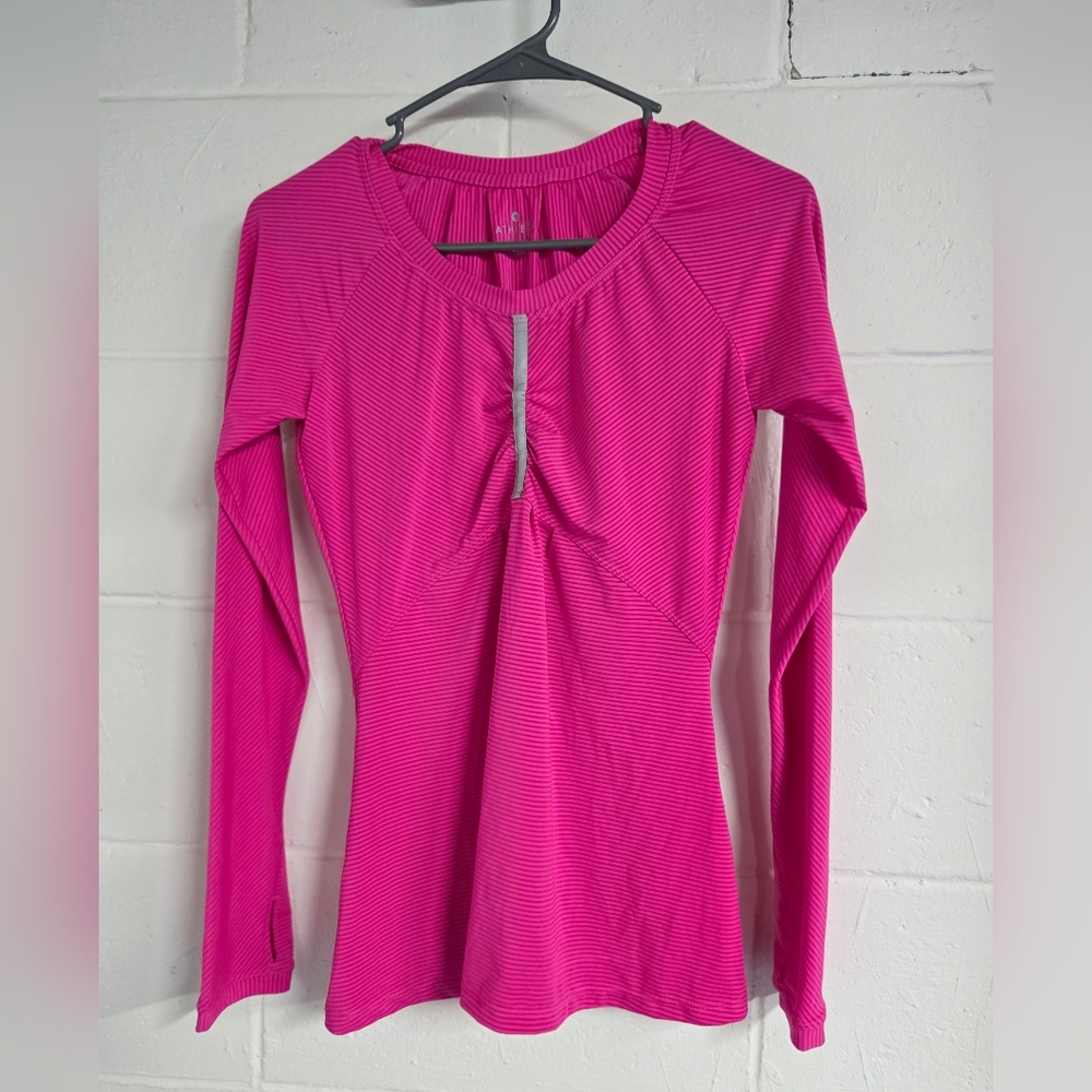 Athleta Vibrant Pink Long Sleeve Workout Top